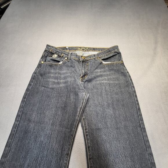 Ruff Rryders Capri Jeans Womens 10 Blue Straight Distressed Y2K Embroidered - Picture 2 of 10